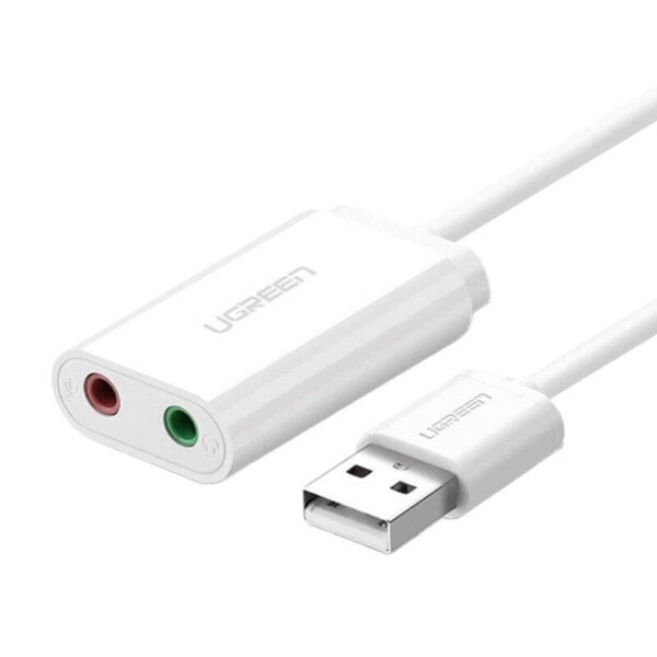 PLACA de SUNET Ugreen, "US205" extern, interfata USB 2.0, conectori 2 x jack 3.5 mm, alb "30143" (include timbru verde 0.18 lei) - 6957303831432 - Image 3