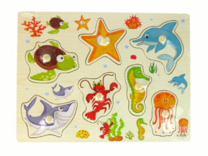 Wooden Educational Puzzle Sea Animals 7El.