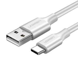 CABLU alimentare si date Ugreen, "US287", Fast Charging Data Cable pt. smartphone, USB la USB Type-C 3A, nickel plating, PVC, 1.5m, alb "60122" (timbru verde 0.08 lei) - 6957303861224