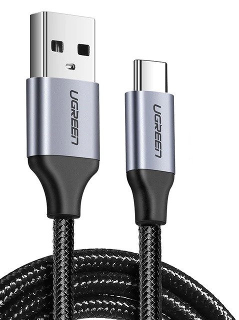 CABLU alimentare si date Ugreen, "US288", Fast Charging Data Cable pt. smartphone, USB la USB Type-C 3A, nickel plating, braided, 1m, negru "60126" (timbru verde 0.08 lei) - 6957303861262