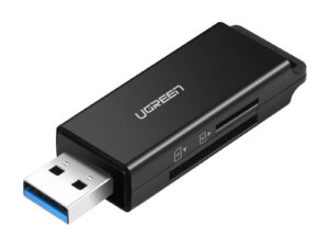 CARD READER extern Ugreen, "CM104" interfata USB 3.0, citeste/scrie: SD, microSD viteza pana la 480Mbps,  suporta carduri maxim 2 TB, plastic, black "40752" (timbru verde 0.03 lei) - 6957303847525