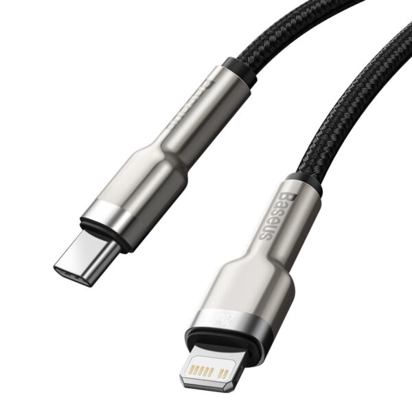 CABLU alimentare si date Baseus Cafule Metal, Fast Charging Data Cable pt. smartphone, USB Type-C la Lightning Iphone PD 20W, braided, 2m, negru "CATLJK-B01" (timbru verde 0.08 lei) - 6953156202108 - Image 4