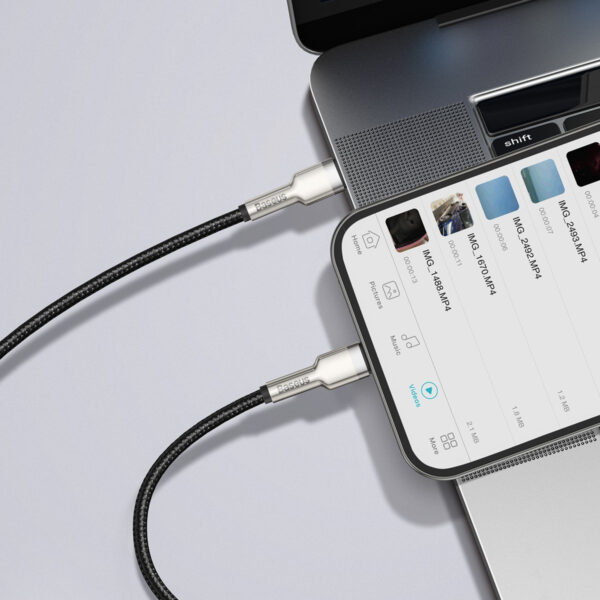 CABLU alimentare si date Baseus Cafule Metal, Fast Charging Data Cable pt. smartphone, USB Type-C la Lightning Iphone PD 20W, braided, 2m, negru "CATLJK-B01" (timbru verde 0.08 lei) - 6953156202108 - Image 9