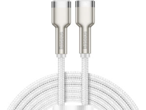 CABLU alimentare si date Baseus Cafule Metal, Fast Charging Data Cable pt. smartphone, USB Type-C la Lightning Iphone PD 20W, braided, 2m, alb "CATLJK-B02" (timbru verde 0.18 lei) - 6953156202115