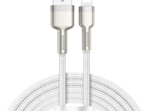 CABLU alimentare si date Baseus Cafule Metal, Fast Charging Data Cable pt. smartphone, USB la Lightning Iphone 2.4A, braided, 2m, alb "CALJK-B02" (timbru verde 0.08 lei) - 6953156202290