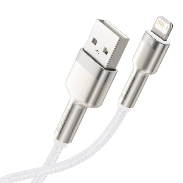 USB cable for Lightning Baseus Cafule, 2.4A, 2m (white) - Image 3