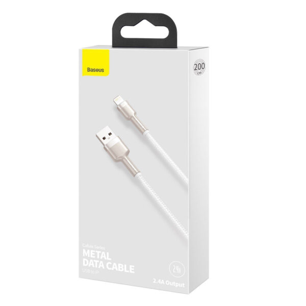 USB cable for Lightning Baseus Cafule, 2.4A, 2m (white) - Image 6