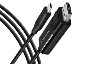 Active USB-C -> DisplayPort cable - adapter AXAGON RVC-DPC for connecting a DisplayPort monitor/TV/projector to a notebook or mobile phone using USB type C connector.