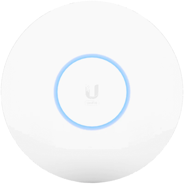 UBIQUITI U6 Pro; WiFi 6; 6 spatial streams; 140 m² (1,500 ft²) coverage; 350+ connected devices; Powered using PoE; GbE uplink.