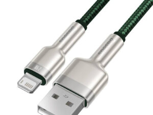 CABLU alimentare si date Baseus Cafule Metal, Fast Charging Data Cable pt. smartphone, USB la Lightning Iphone 2.4A, braided, 1m, verde "CALJK-A06" (timbru verde 0.08 lei) - 6953156202276