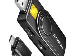 AXAGON Compact travel USB-A + USB-C contact Smart/ID card and SD/microSD/SIM card reader | CRE-SMP2A