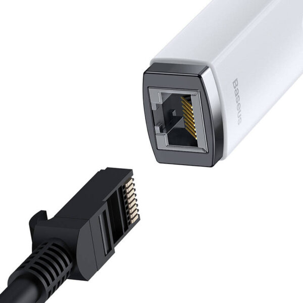 ADAPTOR RETEA Baseus Lite, USB Type-C to RJ-45 10/100 Mbps Adapter, LED, alb "WKQX000202" (timbru verde 0.18 lei)  - 6932172606091 - Image 3