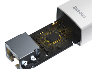 ADAPTOR RETEA Baseus Lite, USB Type-C to RJ-45 10/100 Mbps Adapter, LED, alb "WKQX000202" (timbru verde 0.18 lei)  - 6932172606091