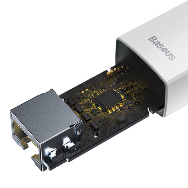 ADAPTOR RETEA Baseus Lite, USB Type-C to RJ-45 10/100 Mbps Adapter, LED, alb "WKQX000202" (timbru verde 0.18 lei)  - 6932172606091