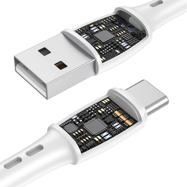 USB to USB-C cable VFAN Racing X05, 3A, 2m (white) - Image 2