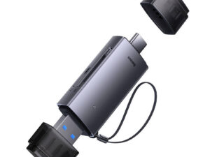 CARD READER extern Baseus Lite,interfata USB 3.0/USB Type-C,citeste/scrie:SD,microSD viteza pana la 480Mbps,suporta carduri maxim 512GB,metalic,gri "WKQX060113" (timbru verde 0.03 lei)-6932172608200