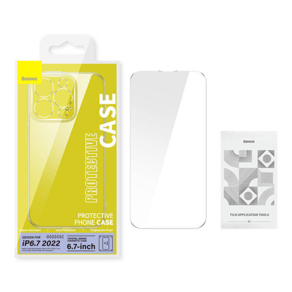 HUSA SMARTPHONE Baseus Crystal Series Magnetic Case, pentru Iphone 14 Plus, contine 1 x folie sticla display, material silicon, transparent "ARJC010002" - 6932172615048 - Image 2