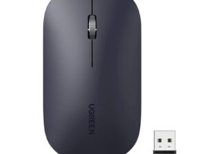 MOUSE Ugreen, "MU001" PC sau NB, wireless 2.4GHz, optic, 3/1 butoane/scroll, 4000 dpi, negru "90372" (timbru verde 0.18 lei) - 6957303893720