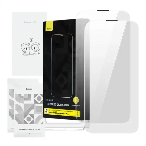 Tempered Glass Baseus Corning for iPhone 13 Pro Max/14 Plus with built-in dust filter - Image 5