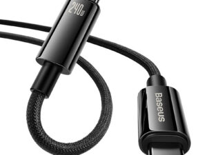 CABLU alimentare si date Baseus Tungsten Gold, Fast Charging Data Cable pt. smartphone, USB Type-C la USB Type-C PD 3.1, 240W, braided, 3m, negru "CAWJ040201" (timbru verde 0.08 lei) - 6932172628840