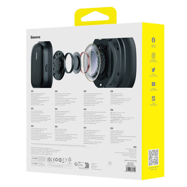 CASTI Baseus Bowie H1i, pt smartphone, wireless, bluetooth 5.3, microfon pe casca, noise cancelation,Hi-Res Sound,100 ore viata baterie,negru "A00050402113-00" (timbru verde 0.18 lei) - 6932172631710 - Image 7