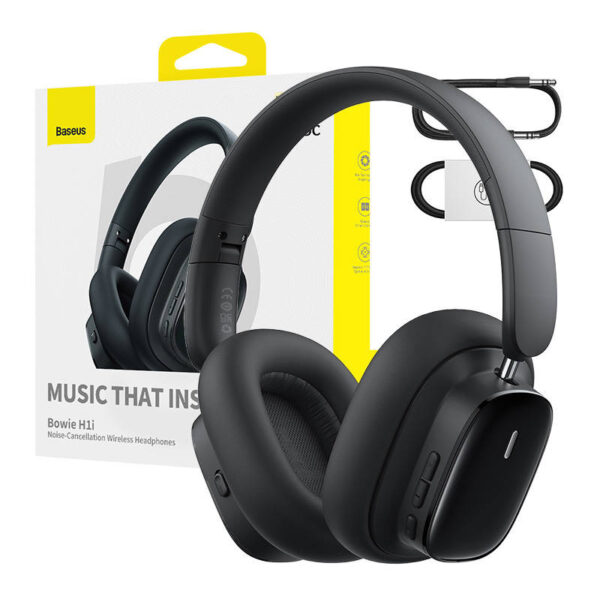 CASTI Baseus Bowie H1i, pt smartphone, wireless, bluetooth 5.3, microfon pe casca, noise cancelation,Hi-Res Sound,100 ore viata baterie,negru "A00050402113-00" (timbru verde 0.18 lei) - 6932172631710