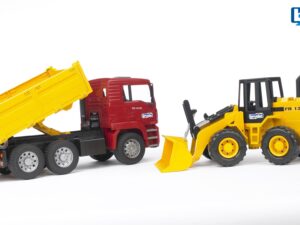 BRUDER construction truck with articulated road loader, 02752