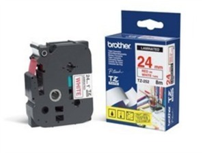 TZE-252 LAMINATED TAPE 24MM 8M/RED ON WHITE
