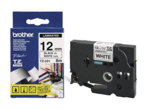 TZE-S221 LAMINATED TAPE 9MM 8M/BLACK ON WHITE