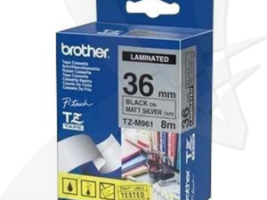 TZE-M961 TAPE 36 MM - LAMINATED/8M BLACK ON SILVER METALLIC (MAT)