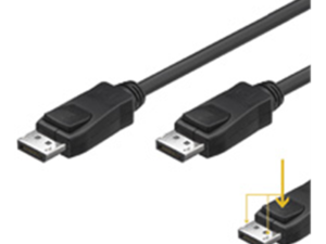 Kabel połączeniowy DisplayPort z zatrzaskami 4K 60Hz UHD Typ DP/DP M/M czarny 1m