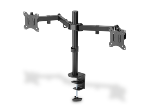Uchwyt biurkowy podwójny z zaciskiem 2xLCD max. 32" max. Obciążenie 2x 8kg uchylno-obrotowy czarny