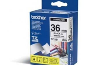 Banda Laminata Original Brother Black on White, TZE261, pentru P-Touch, 36mm x 8m, incl.TV 0 RON, "TZE261"
