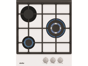 Simfer Hob H4.305.HGSBB Gas on glass, Number of burners/cooking zones 3, Rotary knobs, White