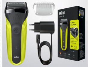 Akcija! BRAUN Series 3 bārdas  el.skuveklis, melns/zaļš