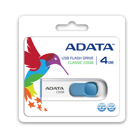 MEMORIE USB 2.0 ADATA 32 GB, retractabila, carcasa plastic, alb / albastru, "AC008-32G-RWE" (timbru verde 0.03 lei) - Image 2