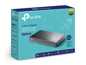 SWITCH PoE TP-LINK  8 porturi Gigabit (4 PoE), IEEE 802.3af, carcasa metalica "TL-SG1008P" (timbru verde 2 lei)