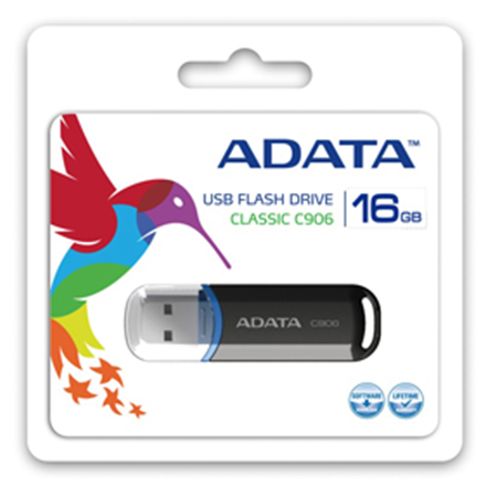 MEMORIE USB 2.0 ADATA 32 GB, cu capac, carcasa plastic, negru, "AC906-32G-RBK" (timbru verde 0.03 lei)