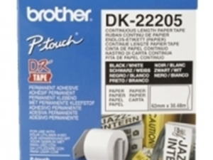 Banda Continua Hartie  Original Brother Black on White, DK22205, pentru P-TOUCH QL-1100|1110|800|810|1050|1060|500|560|570|580|650|701, 62mmX30.48m, incl.TV 0 RON, "DK22205"