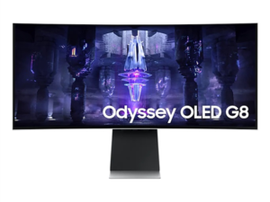 Monitor Samsung Odyssey OLED G8 G85SB 34" CURVED 1800R, 175 Hz, 0.1ms GTG, 3440x1440, 2xUSB-C, Mini DP, Micro HDMI, Speakers, Silver