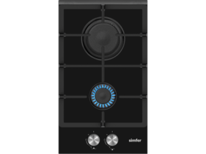 Simfer | Hob | H3.201.TGRSP | Gas on glass | Number of burners/cooking zones 2 | Rotary knobs | Black
