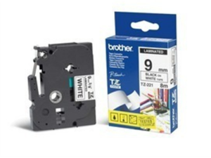 Banda Laminata Original Brother Black on White, TZE221, pentru H105WB|P-TOUCH PT-E110VP|D400|D450|E300VP|E550WVP|H110|H500|P700|P750W|PT-D210|PT-D210VP, 9mm x 8m, incl.TV 0 RON, "TZE221"