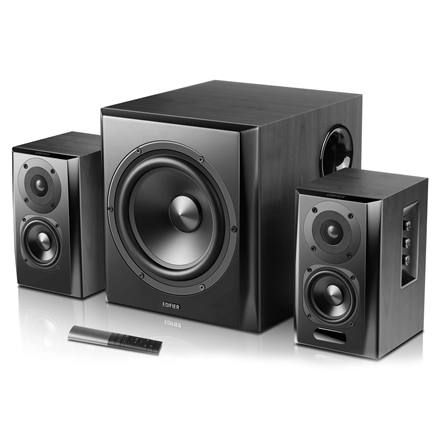 BOXE EDIFIER 2.1, RMS: 150W (2 x 25W, 2 x 15W, 1 x 70W), bluetooth, telecomanda wireless, volum, bass, treble, optical, black, "S351DB-BK" (timbru verde 11.00 lei)