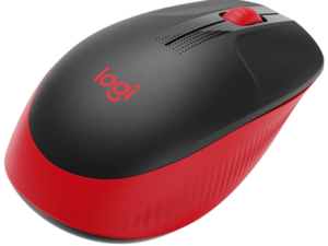 MOUSE LOGITECH, "M190", PC sau NB, wireless, 2.4GHz, optic, 1000 dpi, butoane/scroll 3/1, , negru / rosu, 45507061 "910-005908" (timbru verde 0.18 lei)