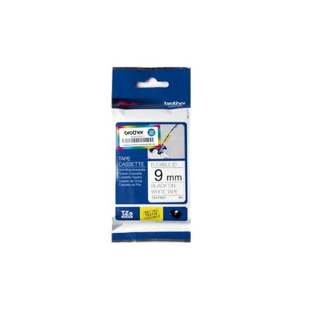 Banda laminata Original Brother Black on White, TZEFX221, pentru E105|E110|H100|H101|H105|H110|H111|P300|128|200|1000|1010|1090|1100|1120|1130|1160|1170|1180|1190|1200|1230|1280|1290|6100|7100|ST1150, 9mm, incl.TV 0 RON, "TZEFX221" - Image 2