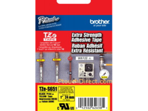 Banda laminata Original Brother Black on Yellow, TZE-S651, pentru D600|E500|E550|H500|P700|P710|P750|330|350|520|580|1400|1500|1600|1650|2200|2300|2310|2400|2430|2500|2600|2610|2700|2710|2730|2730|7500|7600, 24mm, incl.TV 0 RON, "TZES651"