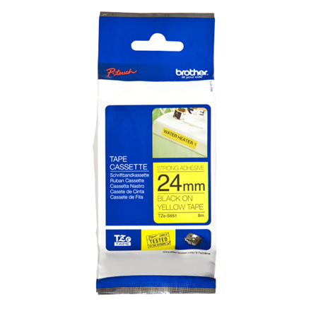 Banda laminata Original Brother Black on Yellow, TZE-S651, pentru D600|E500|E550|H500|P700|P710|P750|330|350|520|580|1400|1500|1600|1650|2200|2300|2310|2400|2430|2500|2600|2610|2700|2710|2730|2730|7500|7600, 24mm, incl.TV 0 RON, "TZES651" - Image 2