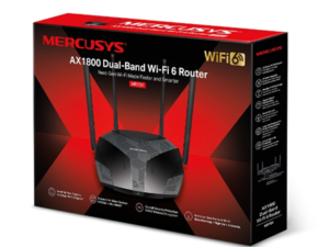 ROUTER MERCUSYS wireless 1800Mbps, 4 porturi LAN Gigabit, 1 port WAN Gigabit, Dual Band AC1800 4 x antena externa, Wi-Fi 6, "MR70X" (timbru verde 0.8 lei)