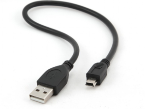 CABLU alimentare si date GEMBIRD, pt. smartphone, USB 2.0 (T) la Mini-USB 2.0 (T), 30cm, conectori auriti, negru, "CCP-USB2-AM5P-1" (timbru verde 0.08 lei)