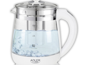 Adler | Kettle | AD 1299 | Electric | 2200 W | 1.5 L | Glass/Stainless steel | 360° rotational base | White